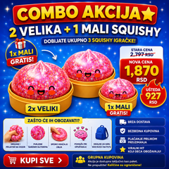 COMBO AKCIJA – 2 VELIKA + 1 MALI GLITER SQUISHY
