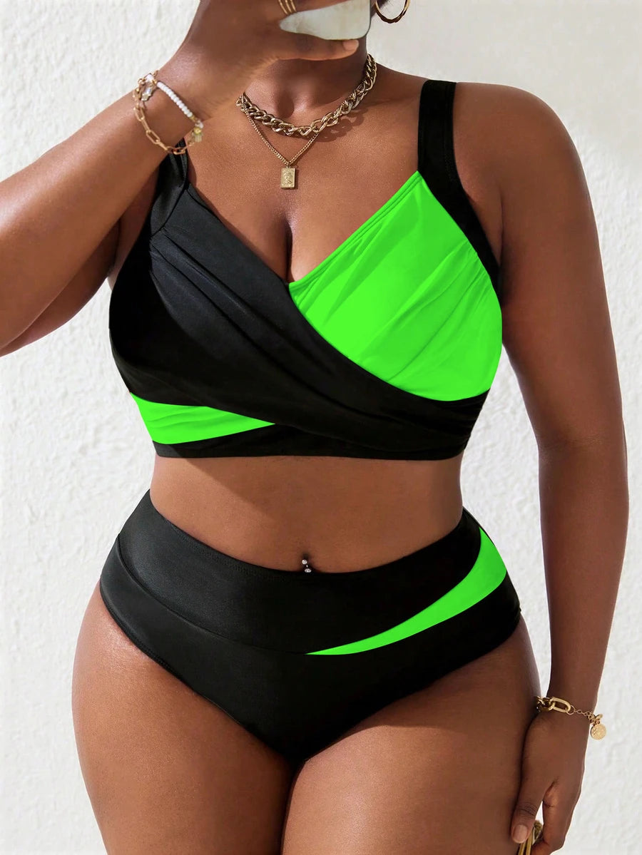 Ženski tankini set za plivanje plus size, 2 dela