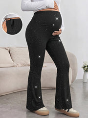Trudničke sjajne uske pantalone sa raširenim nogavicama