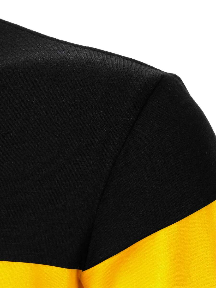 Muška majica dugih rukava sa blokovima boja, ležerna jednostavna