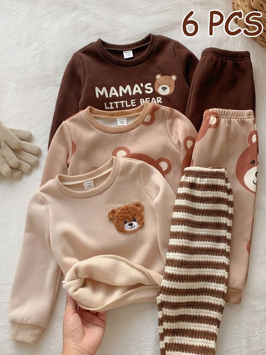 6-delni set za bebe sa pletenim puloverom  mekim okruglim izrezom i dugim rukavima, uz duge pantalone sa elastičnim strukom