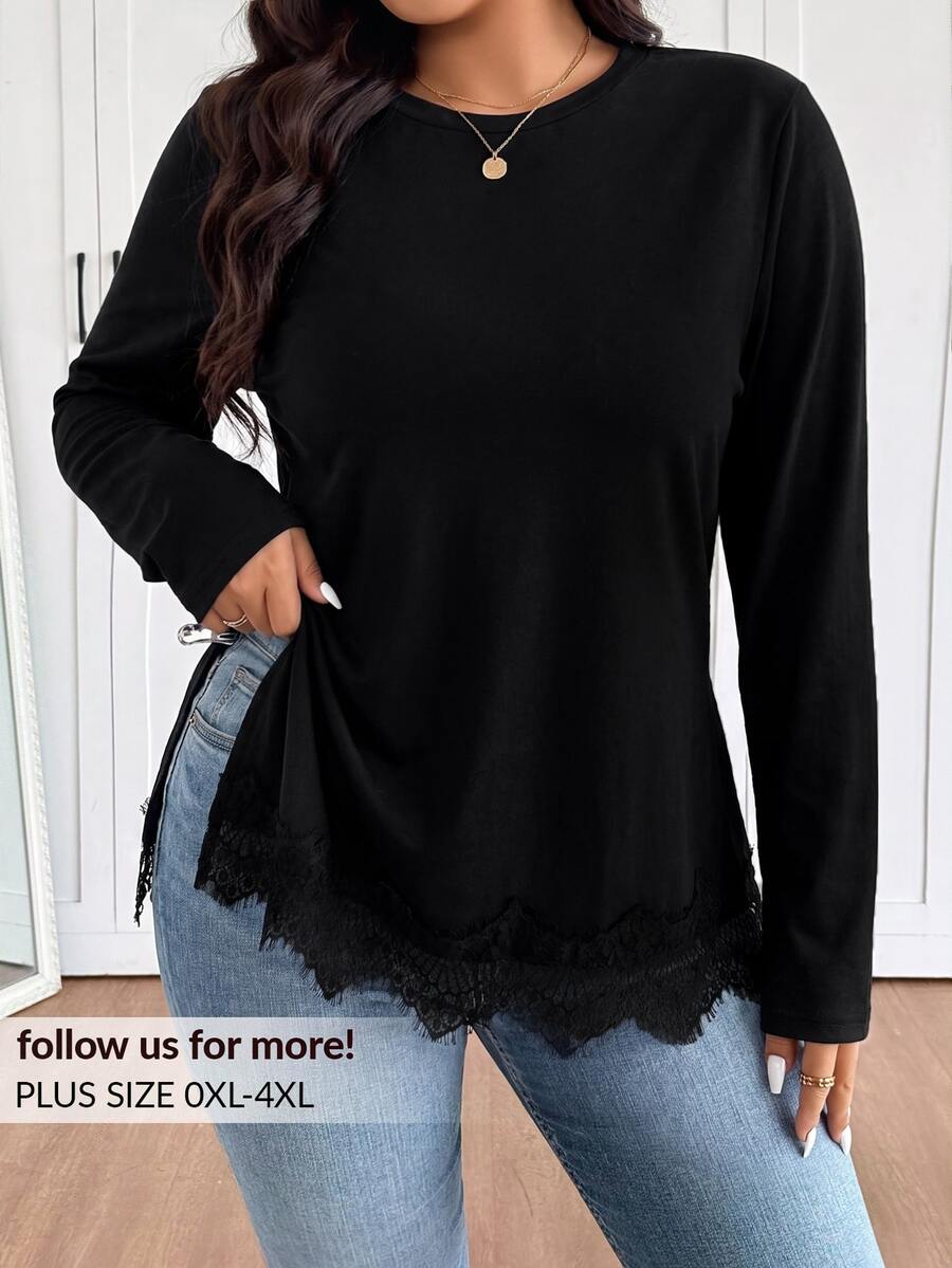 Ženska prugasta pletena bluza plus size sa okruglim izrezom