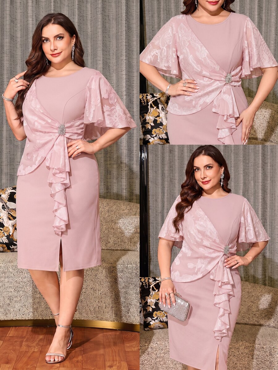 Clasi Elegantna haljina za žene plus size, asimetrična