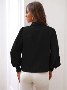 Chiquease Swiss Dot Shirred Lantern Sleeve Shirt,Long Sleeve Tops Fall Cloth For Women
