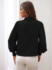 Chiquease Swiss Dot Shirred Lantern Sleeve Shirt,Long Sleeve Tops Fall Cloth For Women