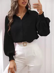 Chiquease Swiss Dot Shirred Lantern Sleeve Shirt,Long Sleeve Tops Fall Cloth For Women