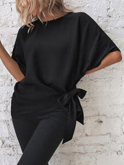 EMERY ROSE Batwing Sleeve Knot Side Blouse