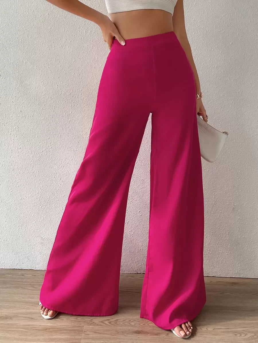 Ženske pantalone sa visokim strukom i širokim nogavicama