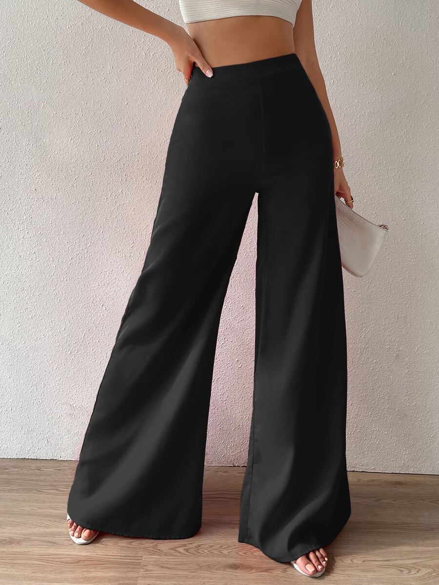 Ženske pantalone sa visokim strukom i širokim nogavicama