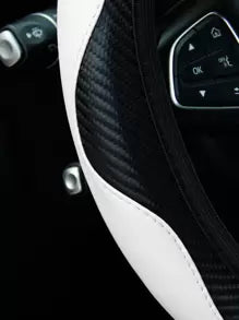 MEIKAXIU 1pc Carbon Fiber Leather Comfortable Car Steering Wheel Cover, Fits 14.5-15 Inch Steering Wheel, Elastic Band, Unisex Car Interior Accessories, Suitable For All Seasons,Car Accessories