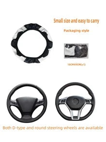 MEIKAXIU 1pc Carbon Fiber Leather Comfortable Car Steering Wheel Cover, Fits 14.5-15 Inch Steering Wheel, Elastic Band, Unisex Car Interior Accessories, Suitable For All Seasons,Car Accessories