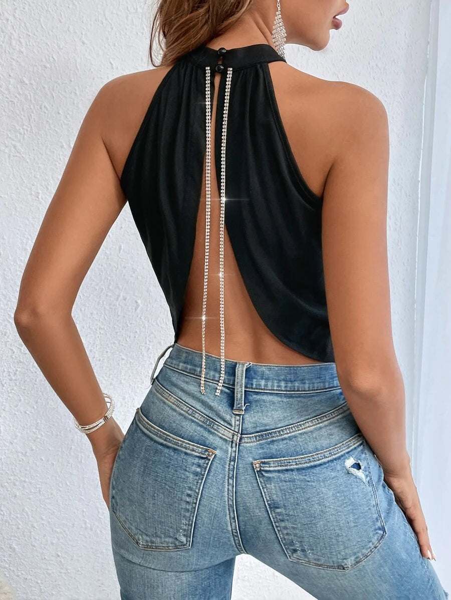 Halter Top sa Detaljima od Kristala