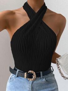 Chiquease Criss Cross Front Halter Top