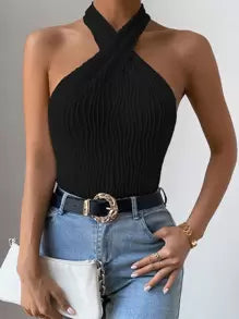 Chiquease Criss Cross Front Halter Top