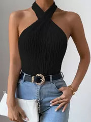 Chiquease Criss Cross Front Halter Top