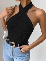 Chiquease Criss Cross Front Halter Top