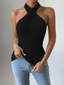 Chiquease Criss Cross Front Halter Top