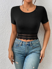 SHEIN Frenchy Women's Solid Color Basic Round Neck Short Sleeve T-Shirt