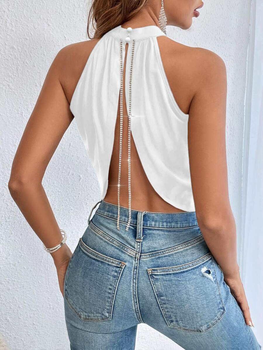 Halter Top sa Detaljima od Kristala