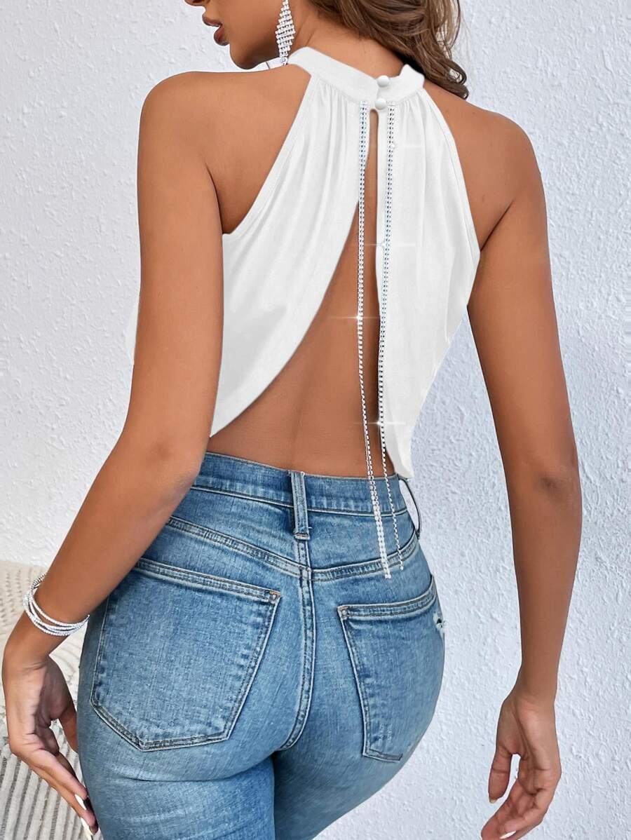 Halter Top sa Detaljima od Kristala
