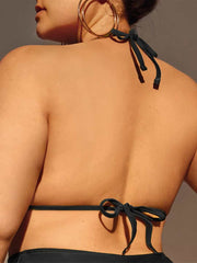 Letnji plus size bikini gornji deo za plažu sa volanima, izrezima, vezivanjem na leđima