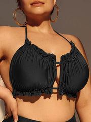 Letnji plus size bikini gornji deo za plažu sa volanima, izrezima, vezivanjem na leđima