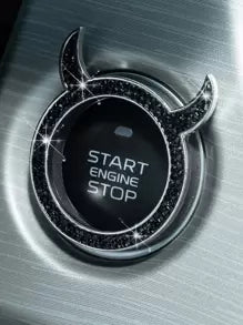 1PC Devil Style Ignition Button Ring - Black Custom Trim Cover For Car Start Button To Enhance Interior Look