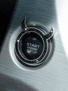 1PC Devil Style Ignition Button Ring - Black Custom Trim Cover For Car Start Button To Enhance Interior Look