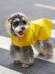 PETSIN 1pc Fabric Cartoon Chicken Design Hooded Pet Raincoat For Dog And Cat For Rainy Day