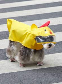 PETSIN 1pc Fabric Cartoon Chicken Design Hooded Pet Raincoat For Dog And Cat For Rainy Day