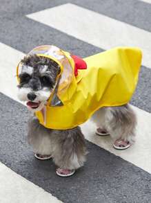 PETSIN 1pc Fabric Cartoon Chicken Design Hooded Pet Raincoat For Dog And Cat For Rainy Day