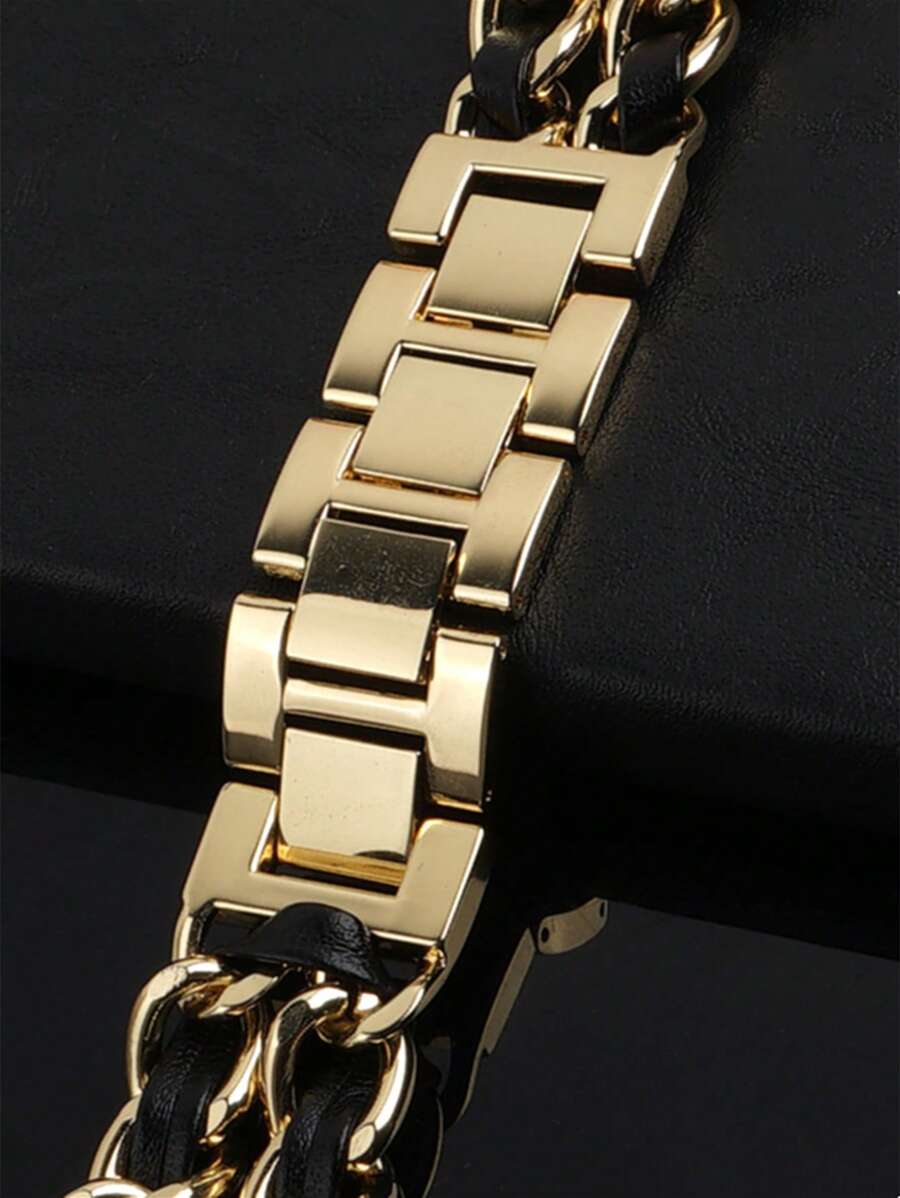 Ženska narukvica za sat od nerđajućeg čelika i kože, kompatibilna sa Apple Watch 42mm, 38mm, 40mm, 41mm, 44mm, 45mm, 46mm, 49mm