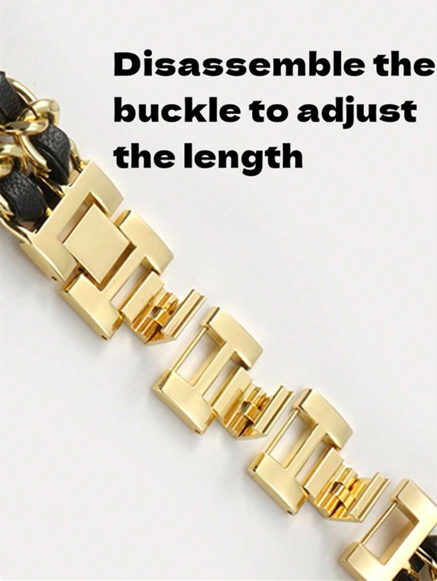 Ženska narukvica za sat od nerđajućeg čelika i kože, kompatibilna sa Apple Watch 42mm, 38mm, 40mm, 41mm, 44mm, 45mm, 46mm, 49mm