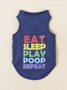 PETSIN 1pc Letter Graphic Pet Tank For Dog And Cat For Summer