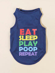 PETSIN 1pc Letter Graphic Pet Tank For Dog And Cat For Summer
