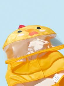 PETSIN 1pc Fabric Cartoon Chicken Design Hooded Pet Raincoat For Dog And Cat For Rainy Day