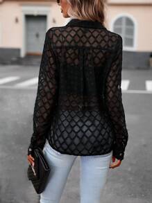 SHEIN Clasi Solid Button Front Shirt Without Bra Fall Cloth For Women