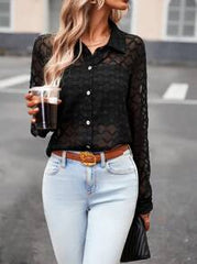 SHEIN Clasi Solid Button Front Shirt Without Bra Fall Cloth For Women