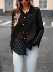 SHEIN Clasi Solid Button Front Shirt Without Bra Fall Cloth For Women