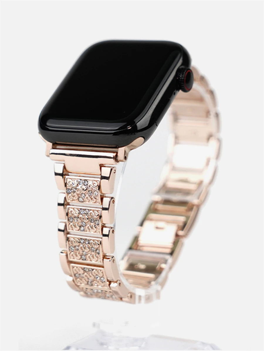 Metalna narukvica za sat sa kristalima, kompatibilna sa Apple Watch, odličan poklon