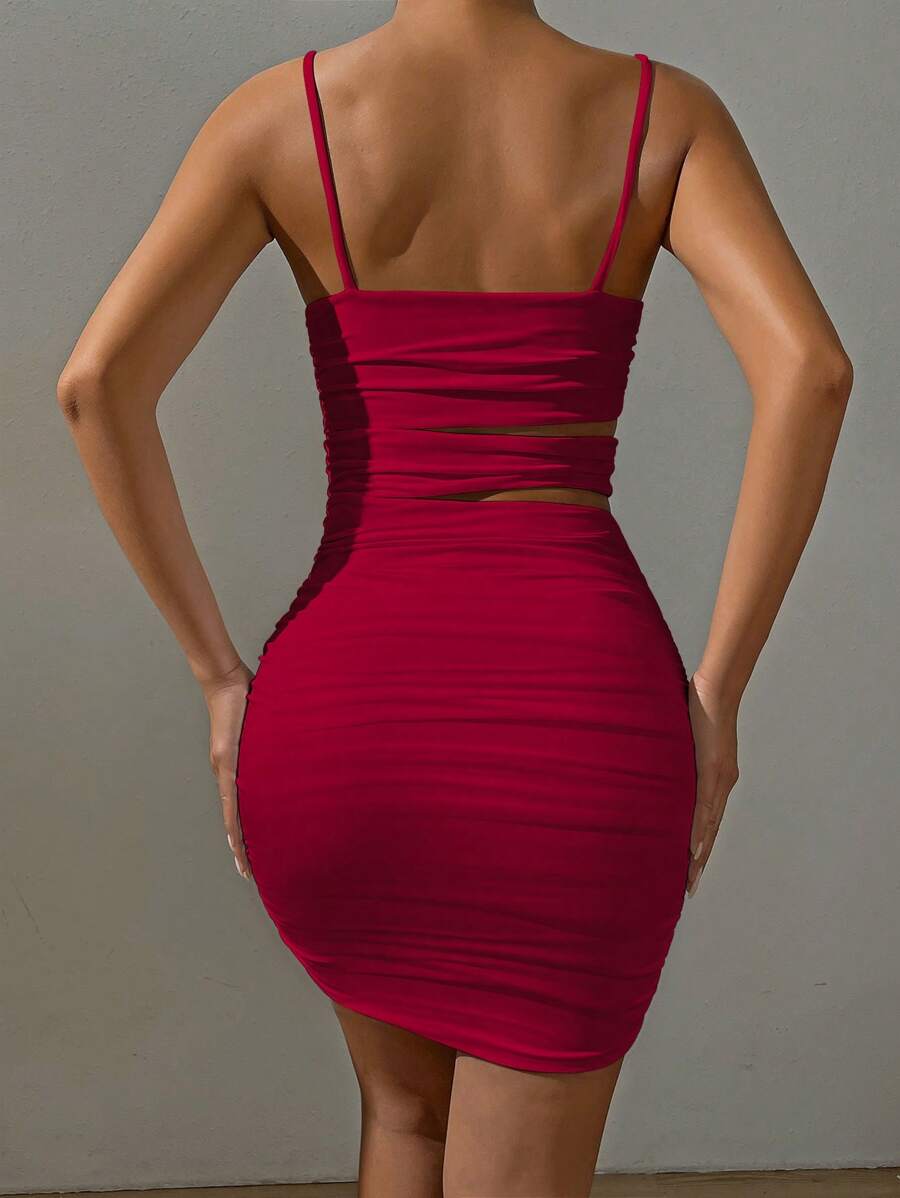 Cut Out Ruched Cami Bodycon Haljina