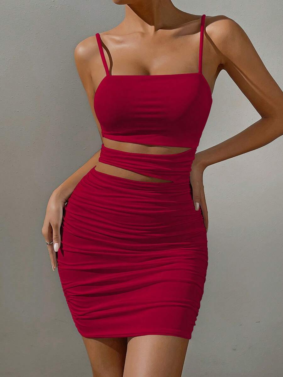 Cut Out Ruched Cami Bodycon Haljina