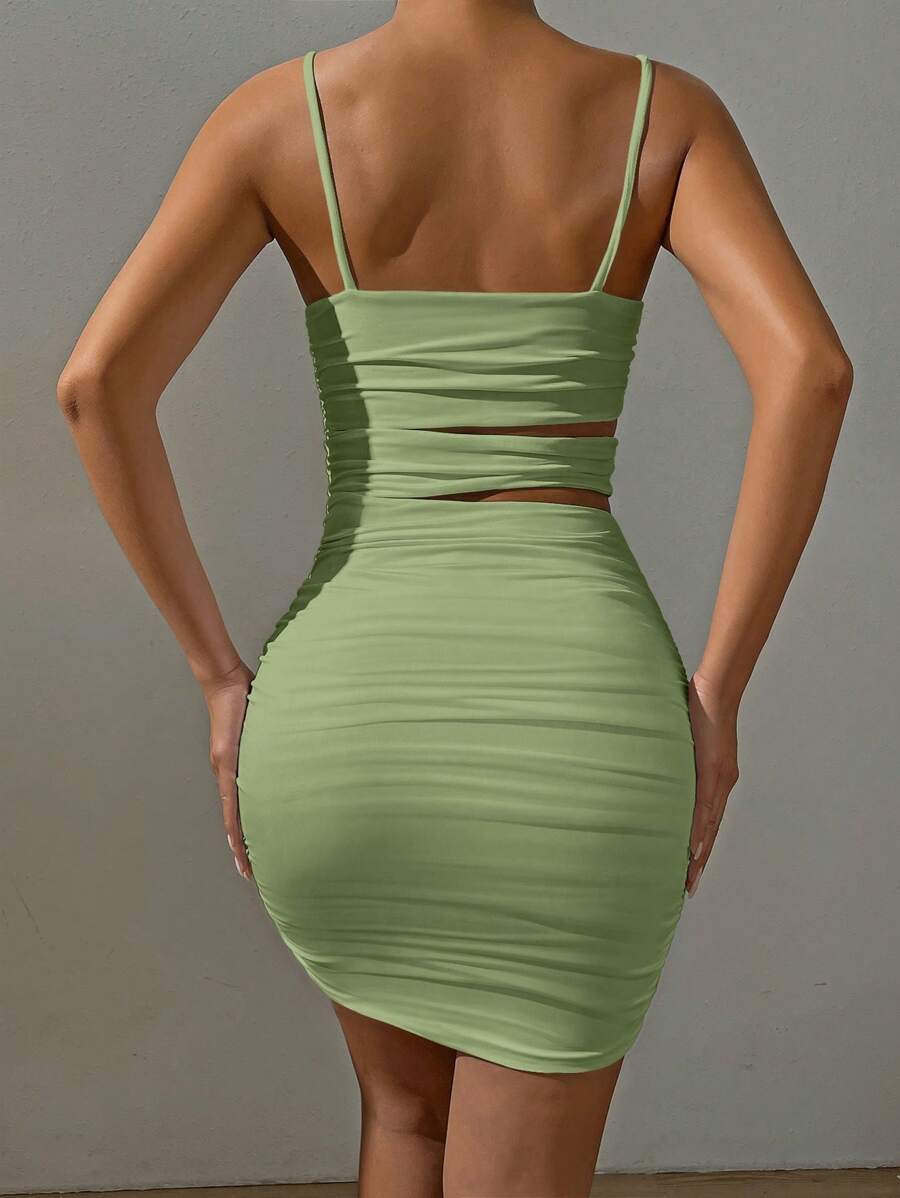 Cut Out Ruched Cami Bodycon Haljina