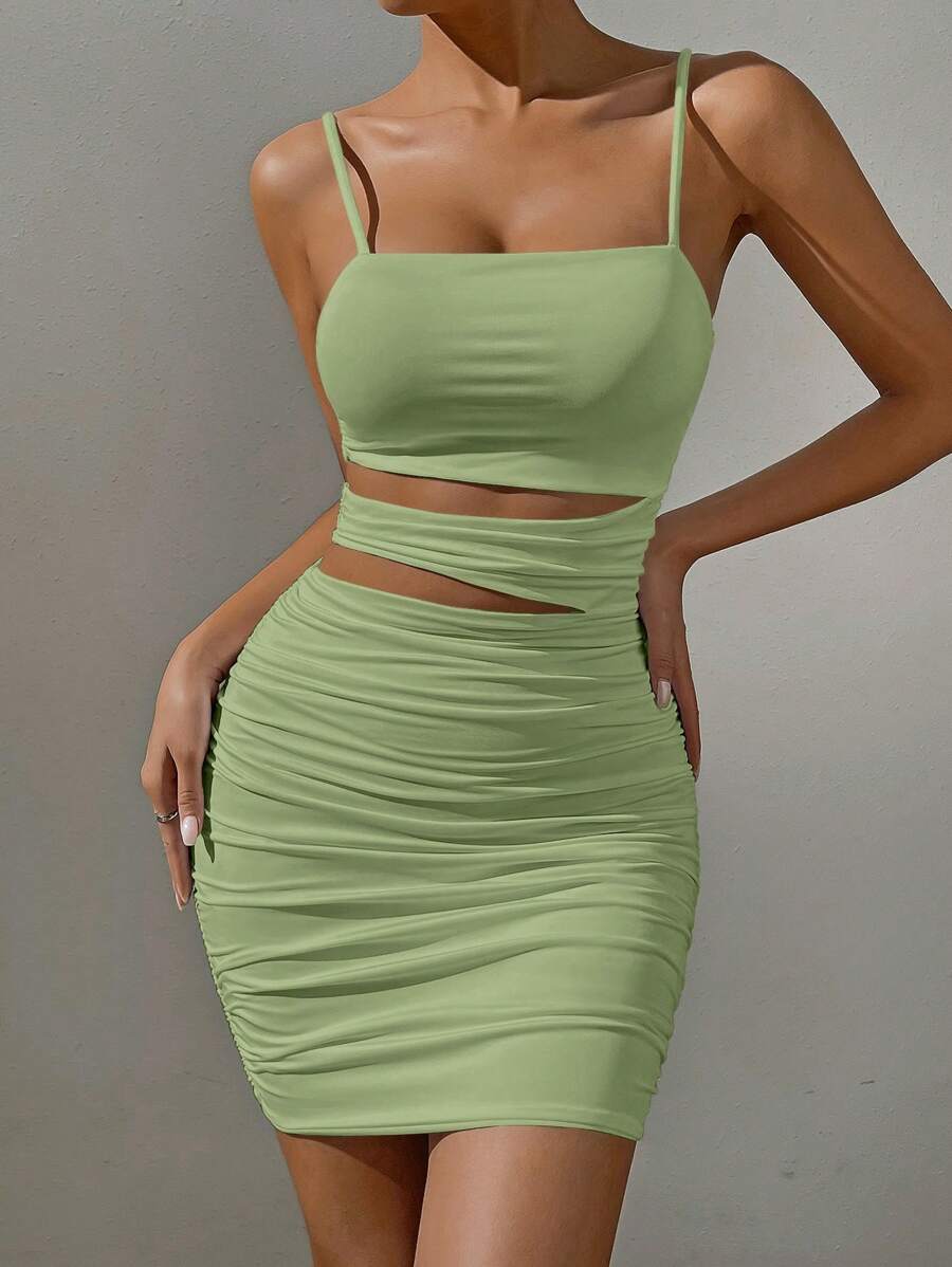 Cut Out Ruched Cami Bodycon Haljina