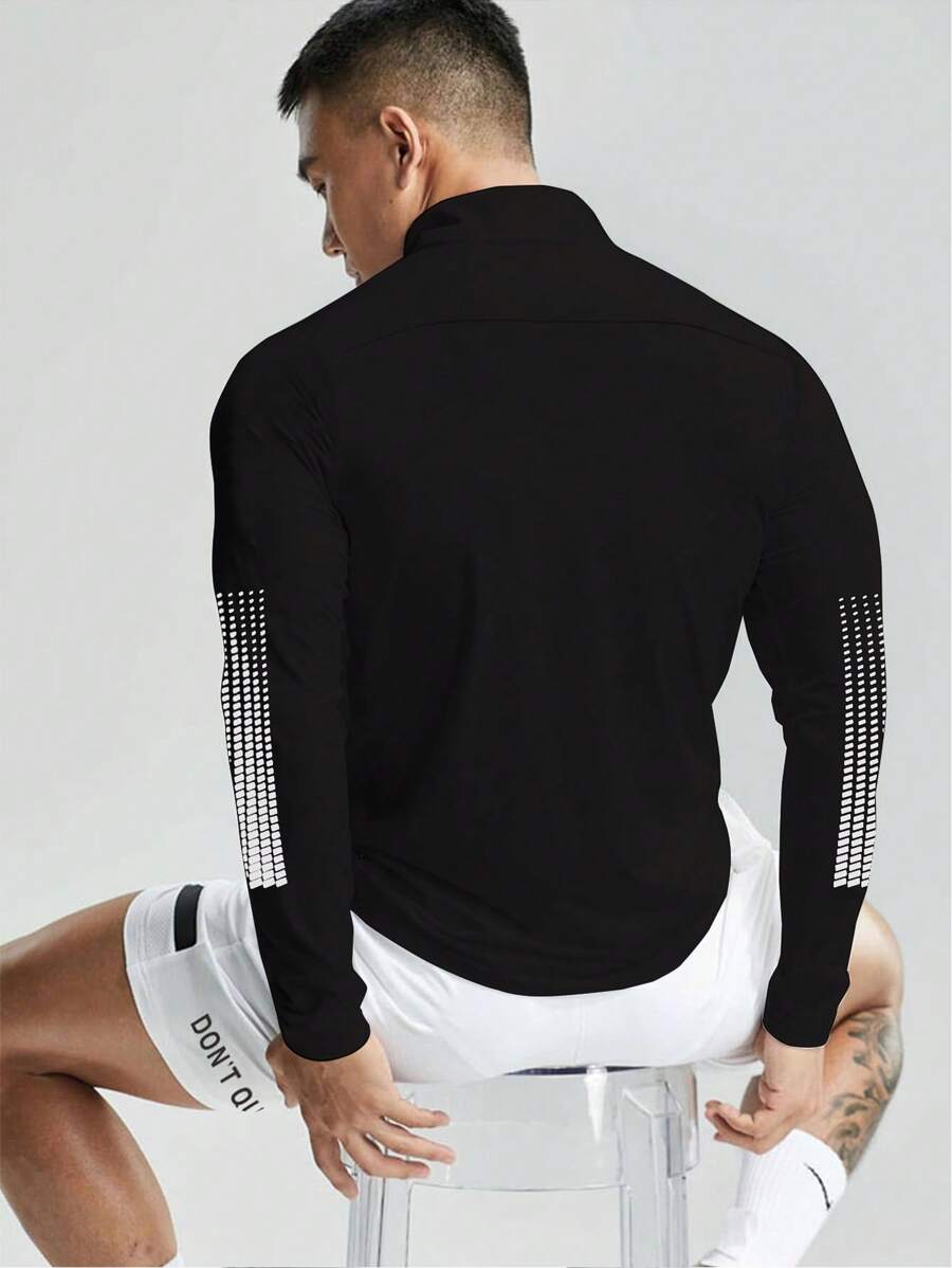 Muška ležerna sportska jakna jednobojna sa podignutom kragnom, slim fit, za teretanu