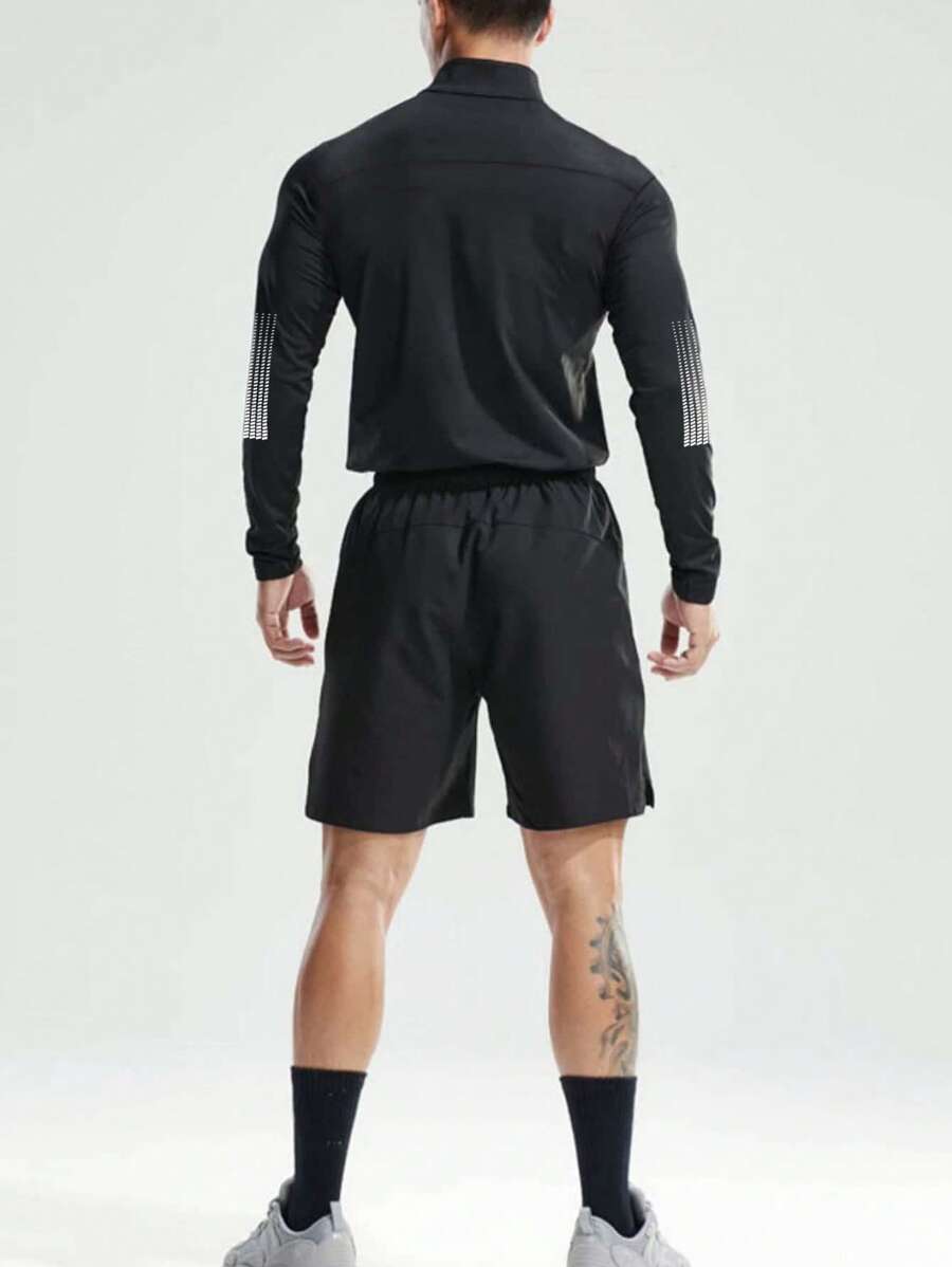 Muška ležerna sportska jakna jednobojna sa podignutom kragnom, slim fit, za teretanu