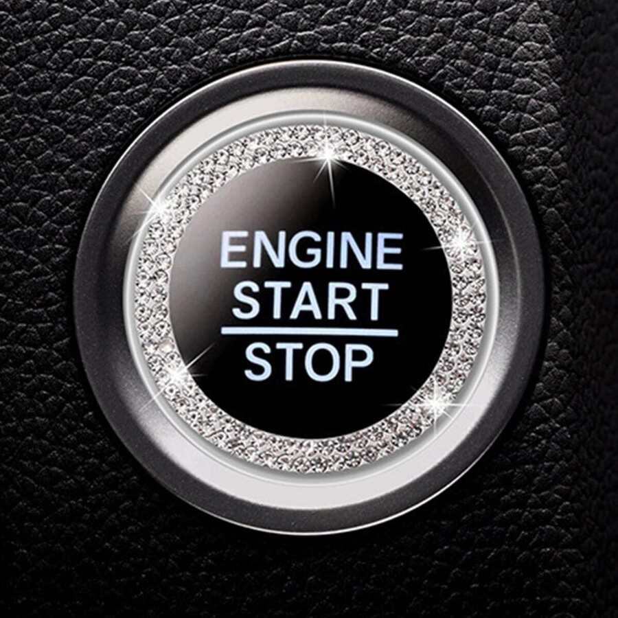 Rhinestone Decor Car One-button Start Sticker