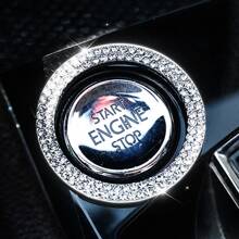 Rhinestone Decor Car One-button Start Sticker