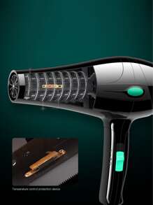 1PC 1050W 3-Speed Adjustable 10,000rpm Professional Black & Green Polka Dot Hair Dryer With Strong Wind And Constant Temperature