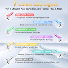 1pc Pulsed Neck & Face Beauty Device - Thermal Skin Rejuvenation Tool, Smooth & Tighten Skin - Dual Slimming & Body Vibration Massage, 7 Color Modes, Effectively Reduces Wrinkles, Firms & Lifts Skin